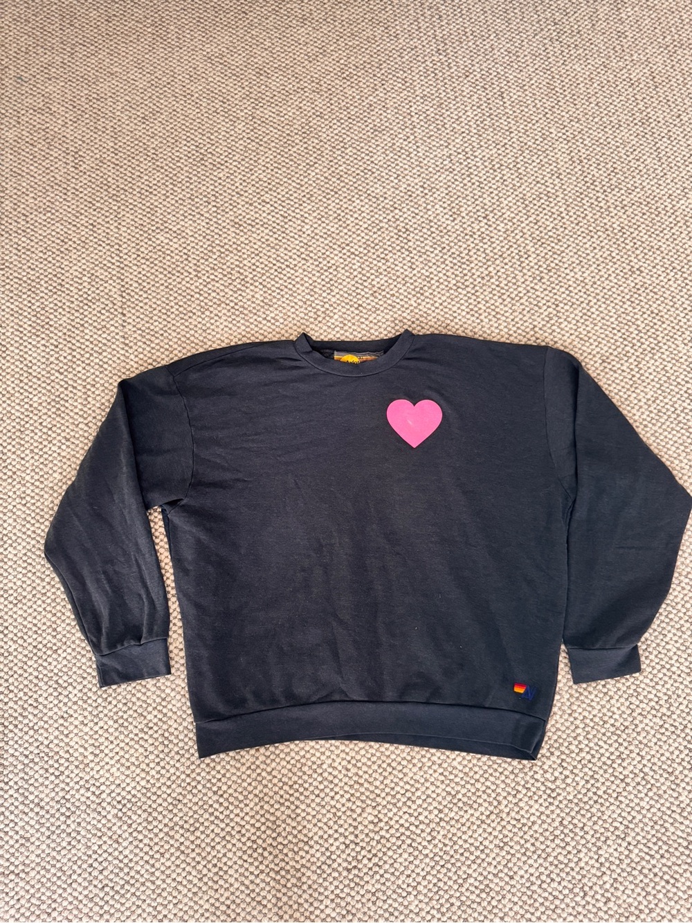 Aviator Nation Charcoal Sweatshirt with Pink Heart Graphic - Picture 4 of 7